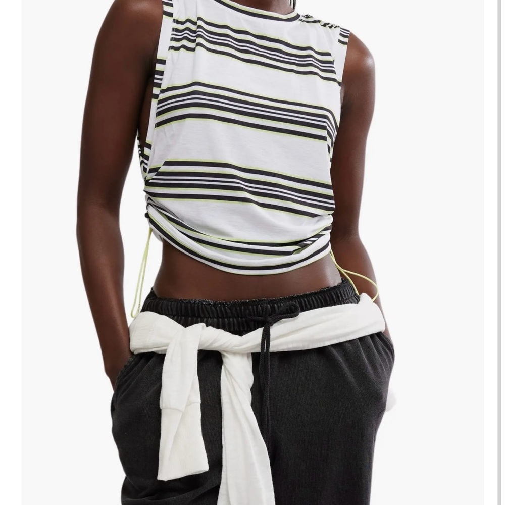 FP Movement by Free People Striped Tank Top - Black, White, Green NWT